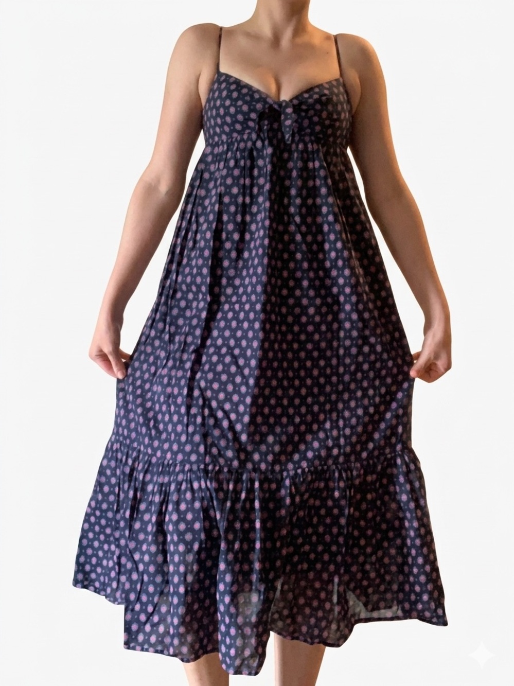 J. Crew Navy Blue and Pink Push-up Maxi Tank-top Dress